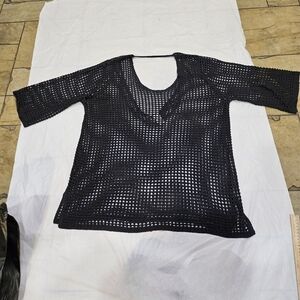 Time and Tru Black Crochet Knit Top. Sz XL
